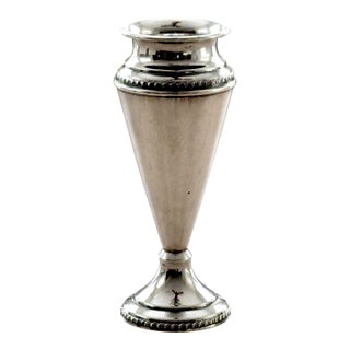 Vintage Traditional Silver Plated Fluted Trumpet Vase For Sale