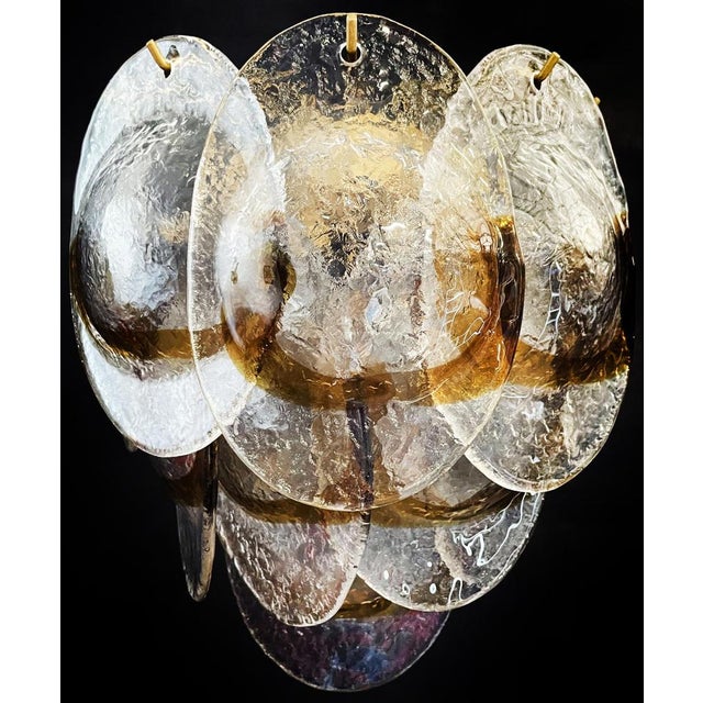 Tan Vintage Italian Murano Wall Lights in Trasparent and Amber Glass, 1970, Set of 2 For Sale - Image 8 of 18
