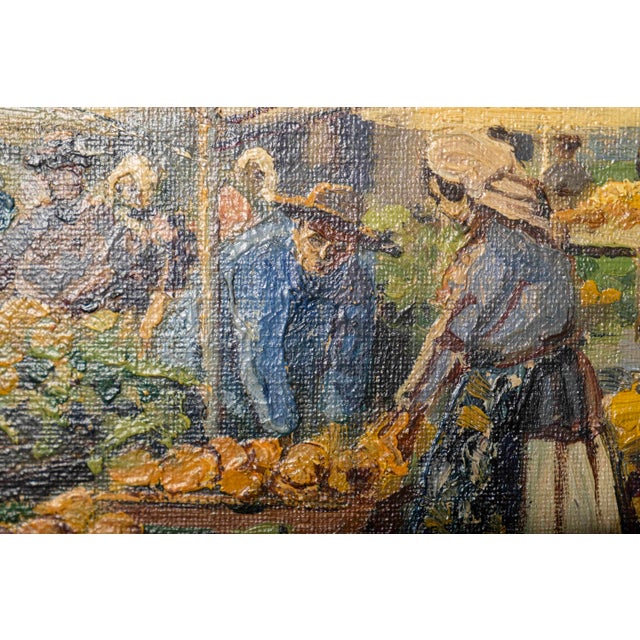 Traditional Early 20th Century Large European Flower Market Oil Painting, Signed H. Johannsen, Ornate Gilt Frame For Sale - Image 3 of 17