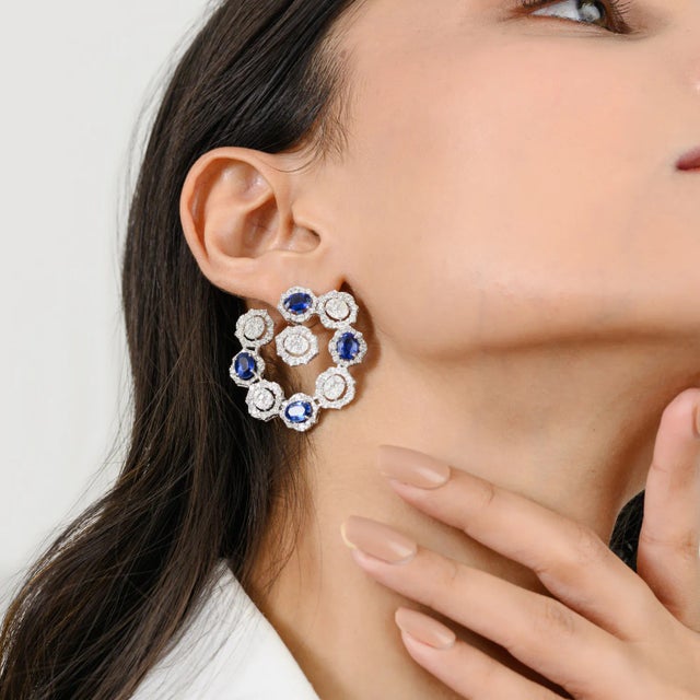 Swirl Cocktail Kyanite & Diamond Earrings, a Pair For Sale - Image 4 of 11