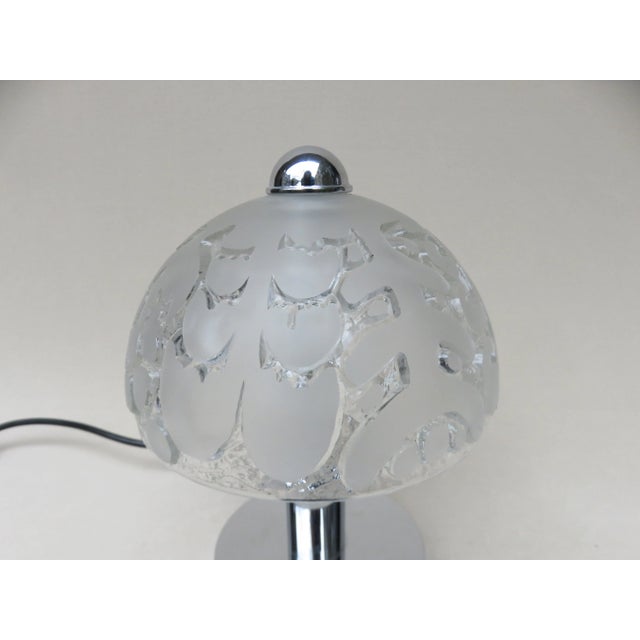 Silver Small Pressed Glass and Chrome Mushroom Table Lamps from Peill & Putzler, 1970s, Set of 2 For Sale - Image 8 of 18