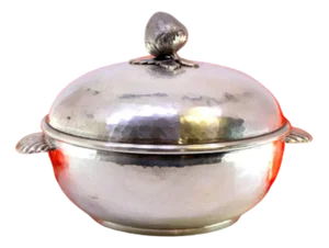 Hammered Silver Tureen with Flower-Shaped Lid Knob
