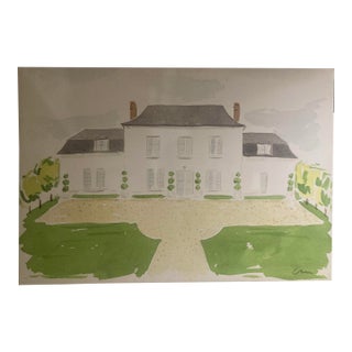 Chateau Painting Printed on Large Canvas-2 For Sale