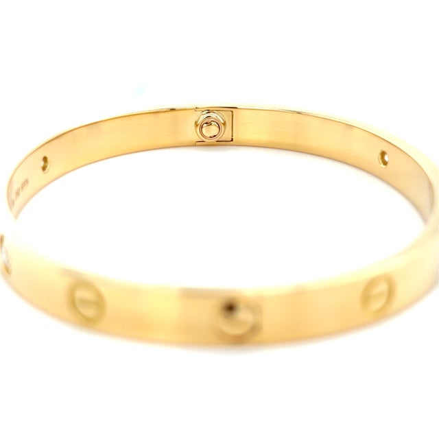 Early 21st Century Cartier, Love Bracelet Classic Model 4 Diamonds Bangle Bracelet, Size 18 For Sale - Image 5 of 12
