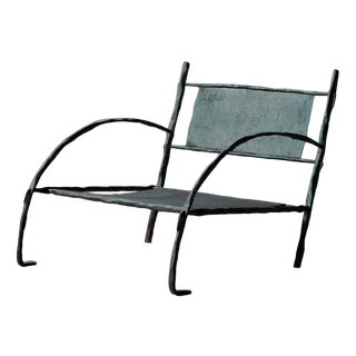 Handcrafted Hammered Wrought Iron Lounge Chair, France, 1960s For Sale