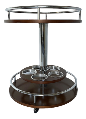 Vintage Food Trolley in Metal and Mahogany, 1970