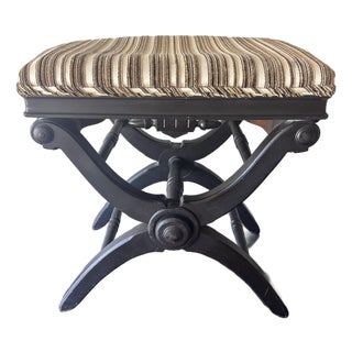 Antique Victorian Adjustable X Form Piano Bench L. Postawka Boston, Usa 1870s For Sale