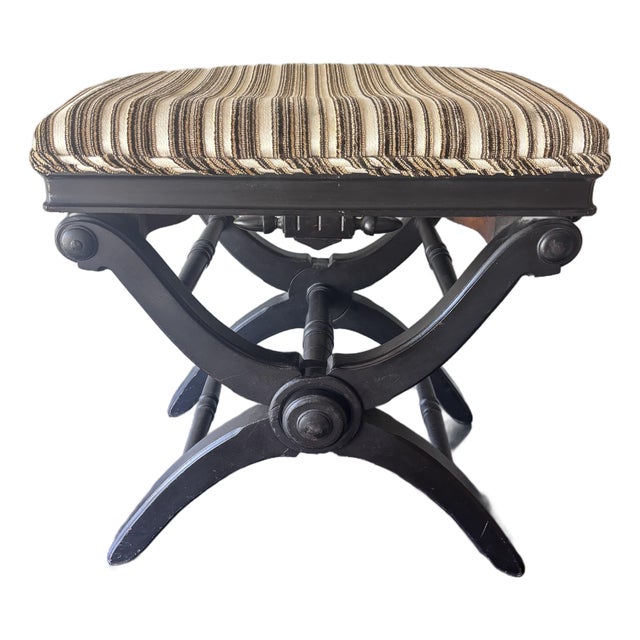 Antique Victorian Adjustable X Form Piano Bench L. Postawka Boston, Usa 1870s For Sale