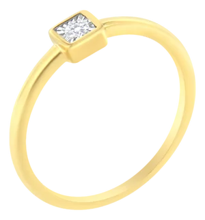 14K Yellow Gold Plated .925 Sterling Silver 1/20 cttw Miracle Set Diamond Promise Ring (J-K Color, I1-I2 Clarity) - Size 6