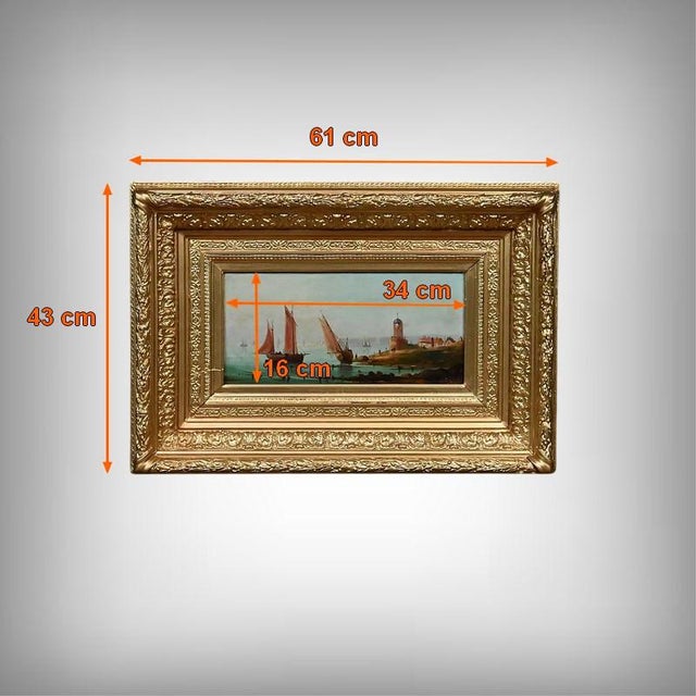 French School Artist, Sailboats on the Mediterranean, Oil on Panel, 19th Century, Framed For Sale - Image 17 of 18