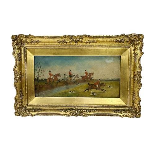 The Hunt, 1880, Oil Painting, Framed, Set of 2 For Sale - Image 3 of 11