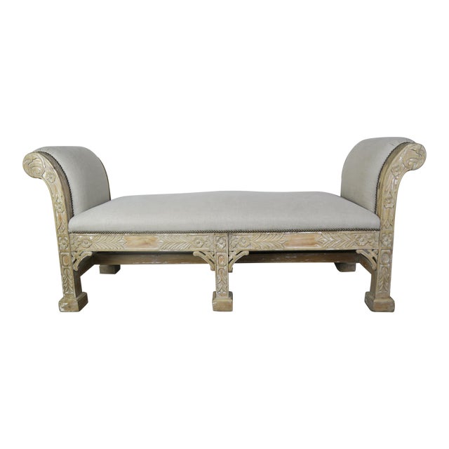 english chinoiserie style six legged bench c 1930 s
