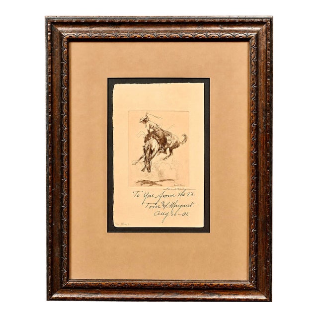 Edward Borein-Who Wins?-Etching & Drypoint, 1931 7x Ranch Presentation Inscription For Sale