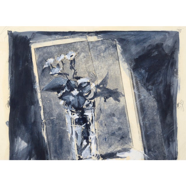 "Broken Promises" - Abstracted Floral Still Life in Acrylic and Pencil on Paper For Sale - Image 4 of 6
