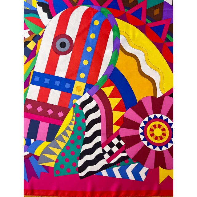 Pink HERMÈS CHEVAL de FÊTE Silk Scarf 2021 designed by Jan Bajtlik For Sale - Image 8 of 10