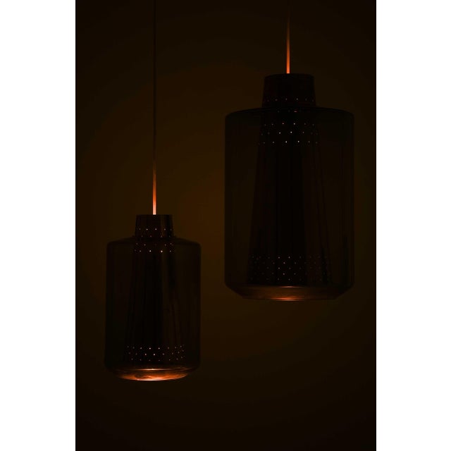 1950s Brass and Glass Ceiling Lamps, 1950s, Set of 3 For Sale - Image 5 of 10