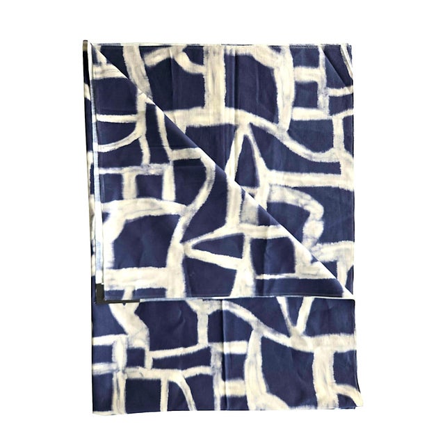Offered is a memo sample of Jim Thompson Timbuktu fabric from their Zanzibar collection in Midnight Blue. This piece is...