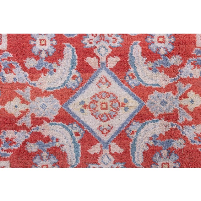 Fine Antique Indian Agra Red and Blue Handmade Rug For Sale - Image 10 of 11