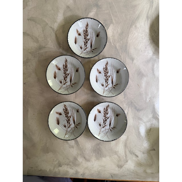 Ceramic 1970s Set of Five (5) Midwinter Stonehenge Wild Oats Bowls, Made in England, Wedgwood Group Stoneware For Sale - Image 7 of 12