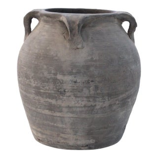 Pottery Wabi-Sabi Rustic Hand-Thrown Matte Gray/9.50" For Sale