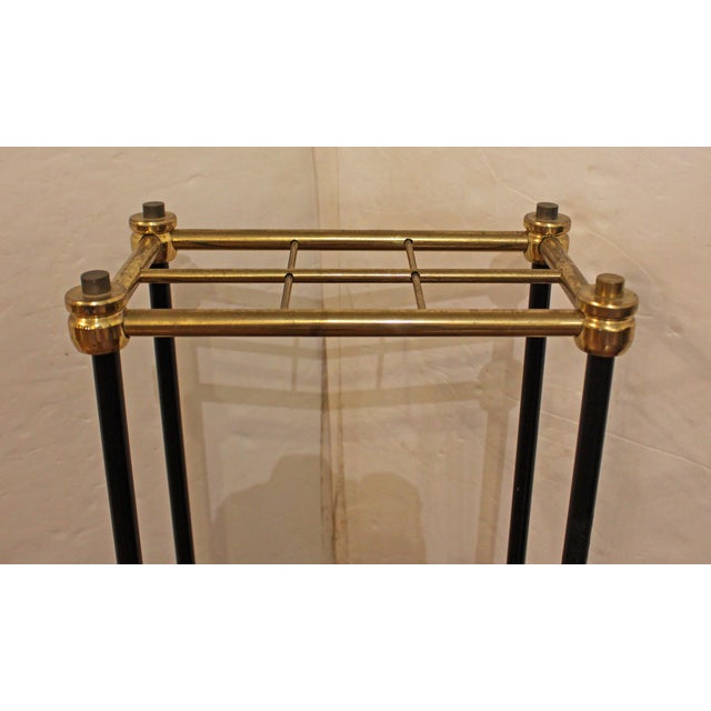 English Circa 1950s English Brass & Black Painted Cast Iron Stick Stand For Sale - Image 3 of 5