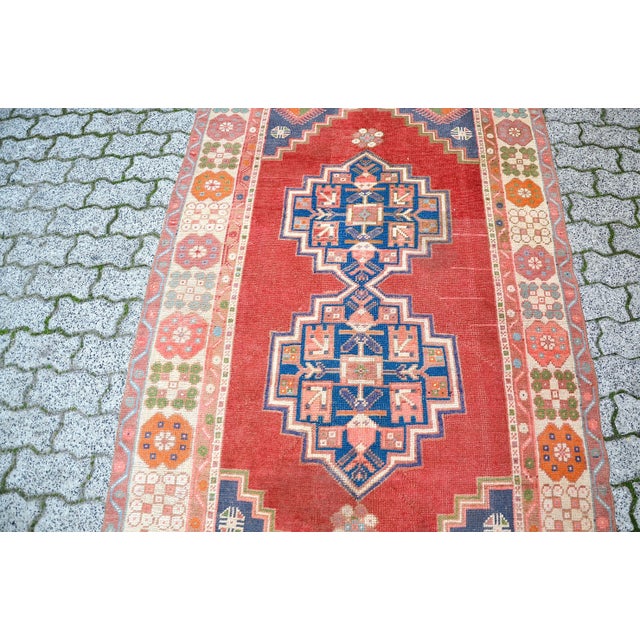 Tribal 1960s Vintage Red Wool Rug For Sale - Image 3 of 11