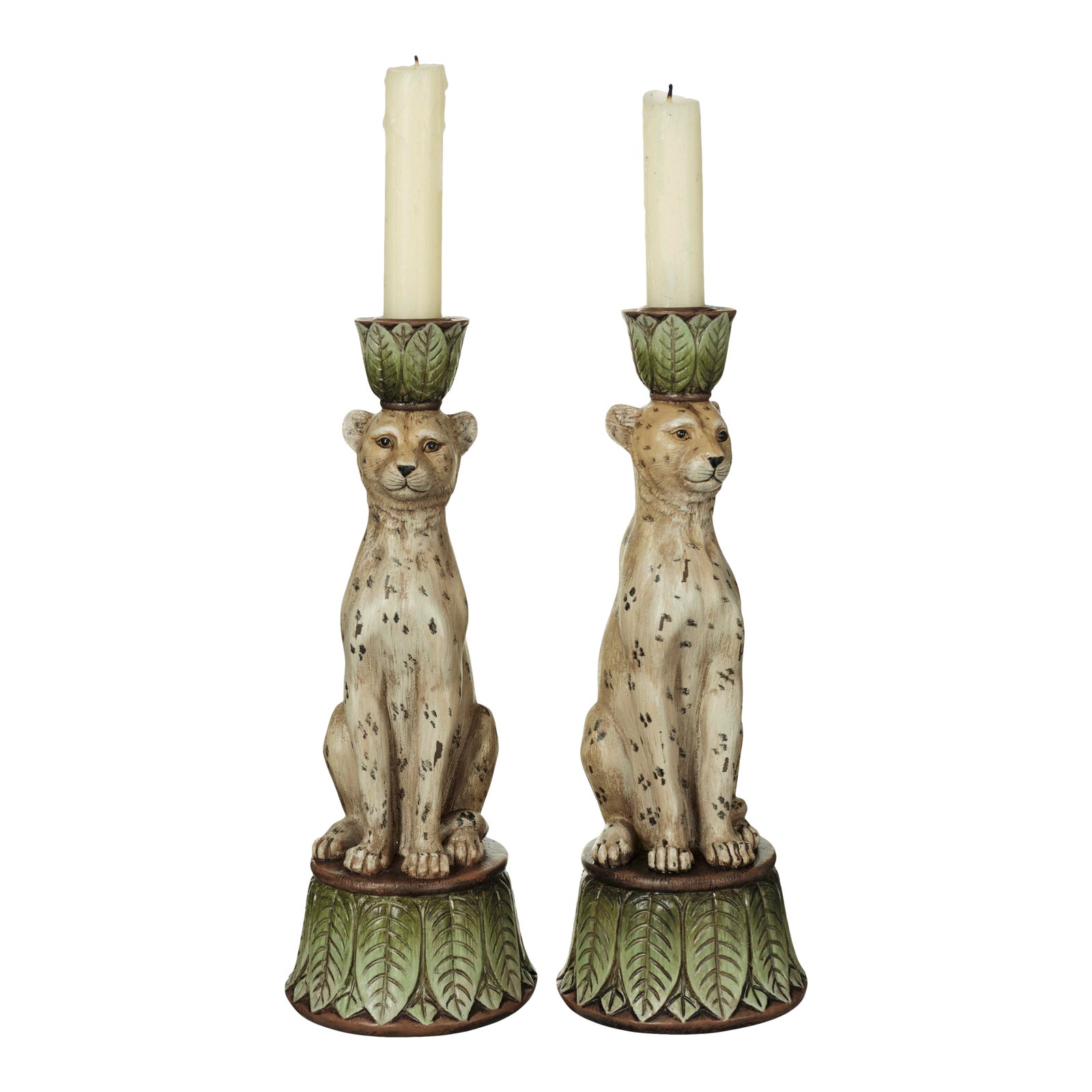 Lakadema Leopard Candle Holders in Multi A Pair Chairish