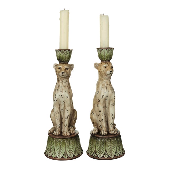 Lakadema Leopard Candle Holders in Multi A Pair Chairish