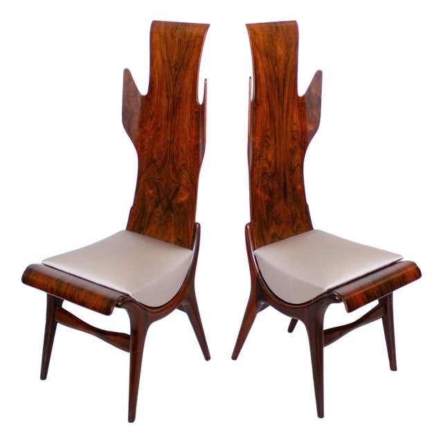 Pair of 1950s Flame Dining chairs by Dante la Torre for Pozzi, Italy For Sale