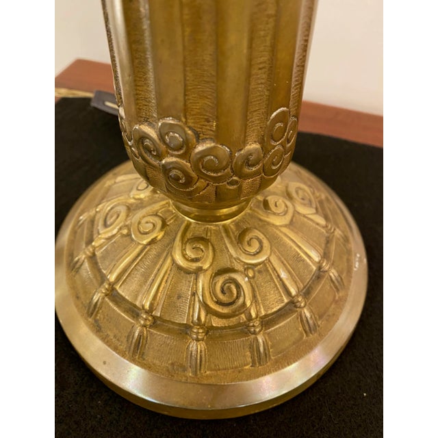 Single French Art Deco "Waterfall" Table Lamp Signed by Sabino For Sale - Image 9 of 11
