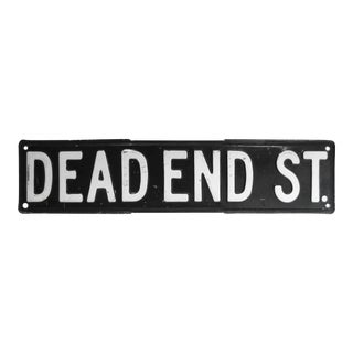 Vintage Black & White Dead End Street Sign For Sale