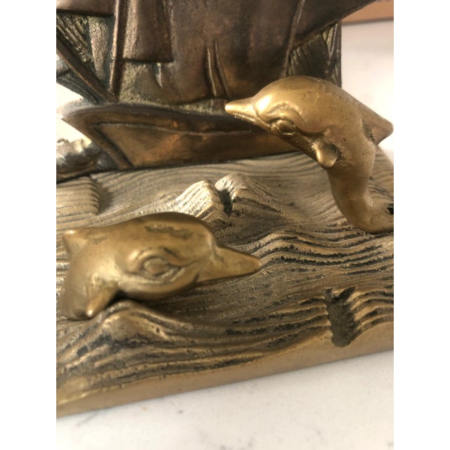 1960s Sailing Ship Bookends in Brass-a Pair For Sale - Image 10 of 10
