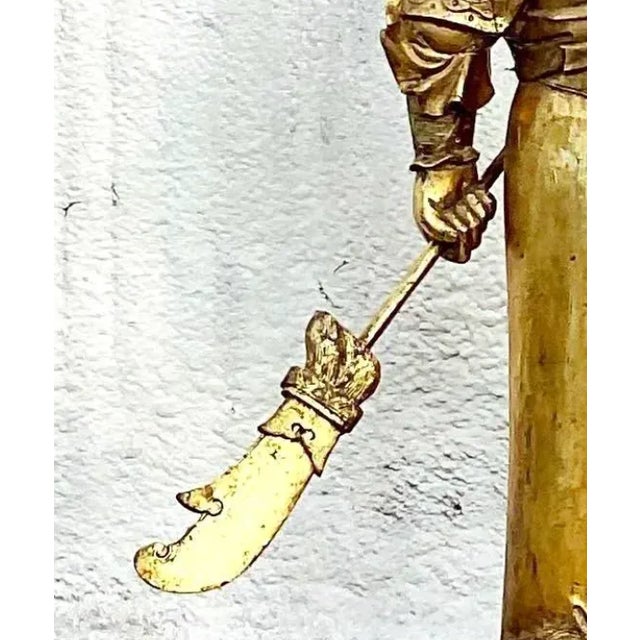 Monumental Vintage Asian Hand Carved Golden Warrior For Sale - Image 12 of 12