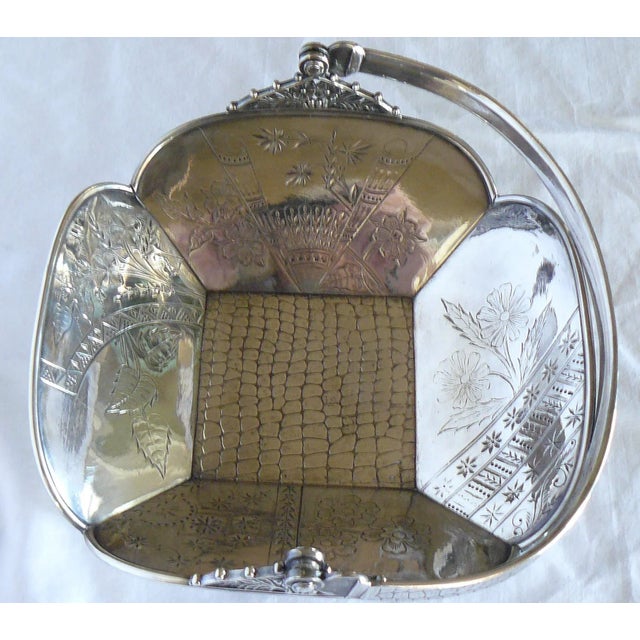 Aesthetic Movement Derby Silver Co Quadruple Plate Basket For Sale - Image 6 of 13