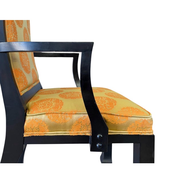Black Mid-20th Century Asian Modern Dining Chairs in Satin Black Lacquer - Set of 6 For Sale - Image 8 of 11