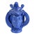 Sicilian Caltagirone Blue Glazed Ceramic Pottery Figurative Vase, Signed For Sale