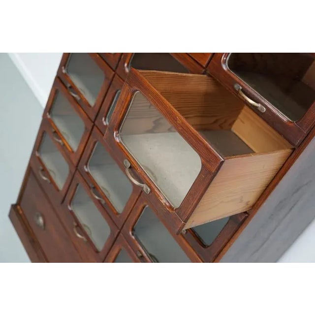 English Haberdashery Shop Cabinet with Glass Fronted Drawers, 1930s For Sale - Image 17 of 18