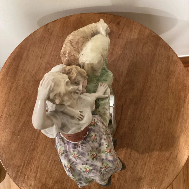 Antique German Porcelain Figural Mantel Clock 19th Century For Sale In Chicago - Image 6 of 13