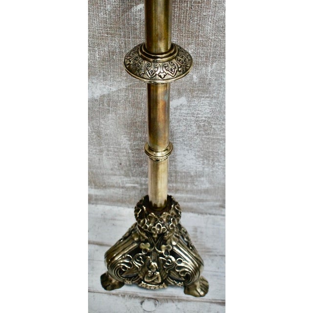 Victorian Brass Altar Candlestick, 1880s For Sale - Image 3 of 12