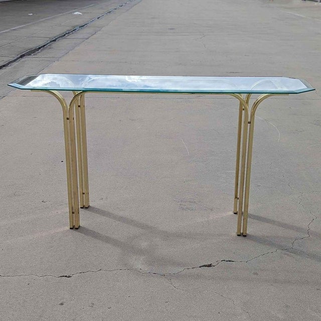 Late 20th Century Vintage Brass and Glass Console Table, Mid-Century, Hollywood Regency For Sale - Image 5 of 13
