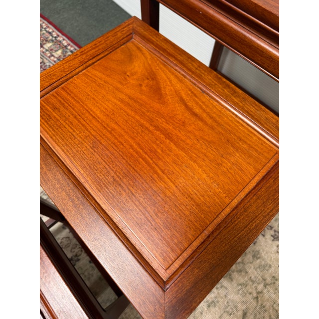 Wood Rosewood Nesting Tables, Set of Three For Sale - Image 7 of 12