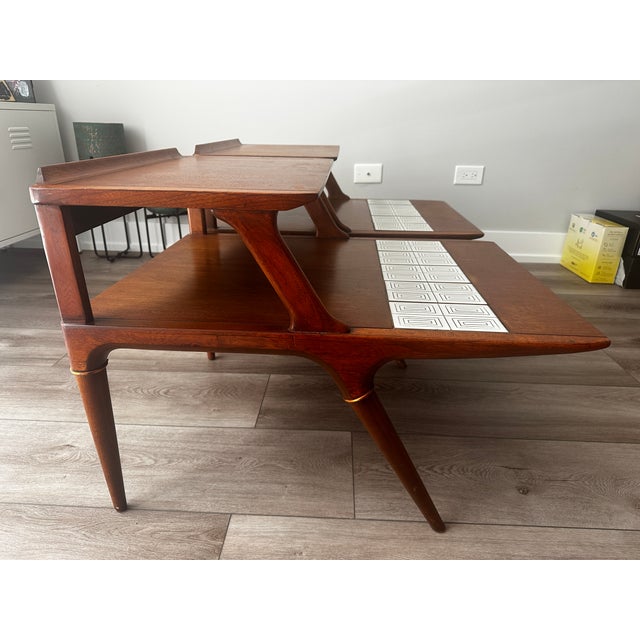 Mid-Century Modern 1960s Lane Furniture Cosmopolitan Walnut End Table Set For Sale - Image 3 of 15