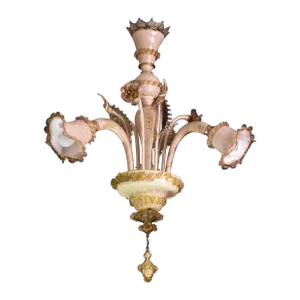 Vintage Venetian Bicolor Chandelier, Murano Glass, 1950s