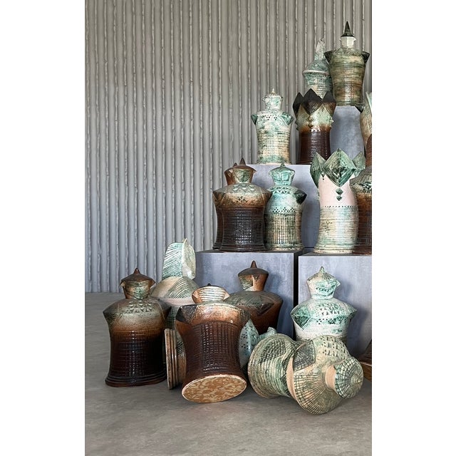 Ceramic Large Sculptural Ceramic Chess Set from Maria Kenarova, Set of 32 For Sale - Image 7 of 18