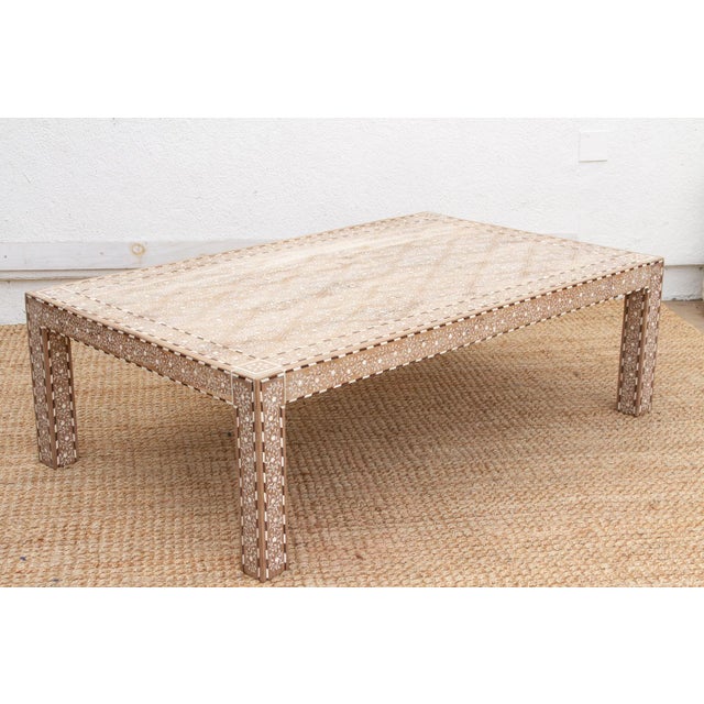 English Rare Finely Inlay Geometric Lattice Coffee Table For Sale - Image 3 of 11