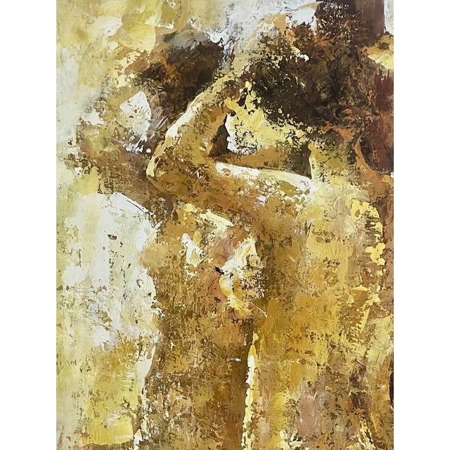 Impressionist 1980s Contemporary Original Impressionist Art Impasto Painting Nude Woman in a Mirror Signed Barton, Framed For Sale - Image 3 of 6