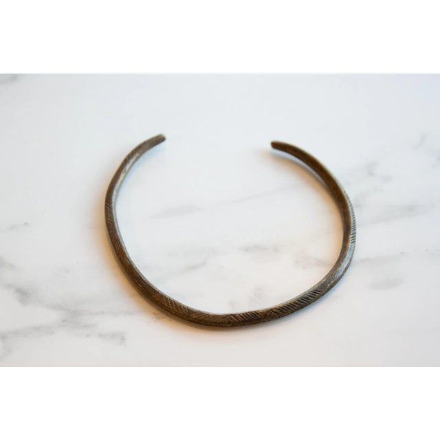 Metal Vintage African Bronze Artifact With Geometric Detailing For Sale - Image 7 of 8