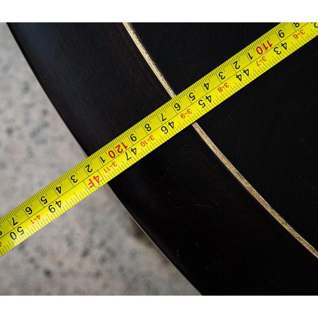 1960s Mid Century Modern Dining Table Card Walnut Round Custom Vintage Brass Gold For Sale - Image 11 of 11