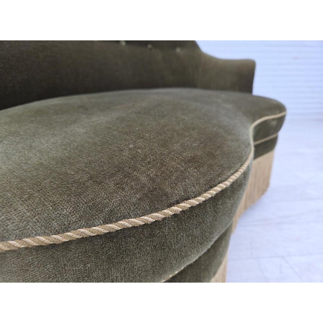Green Danish 2-Seater Sofa in Green Furniture Velour, 1960s For Sale - Image 8 of 18