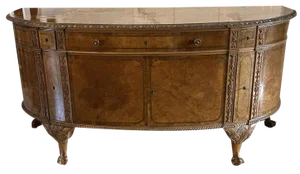 Large Carved Burr Walnut Bow Fronted Sideboard, 1920s